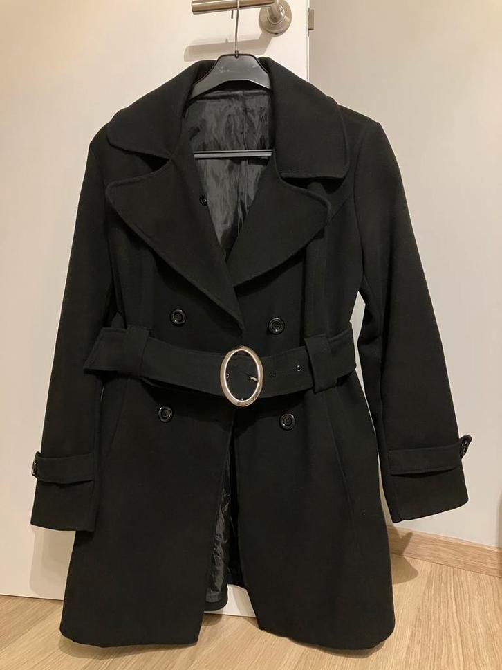 Zwarte winter jas voor dames type trenchcoat, Kleding | Dames, Jassen | Winter, Maat 38/40 (M), Ophalen of Verzenden
