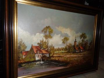 *Grote prachtige gesigneerde schilderij met zéér mooie kader beschikbaar voor biedingen