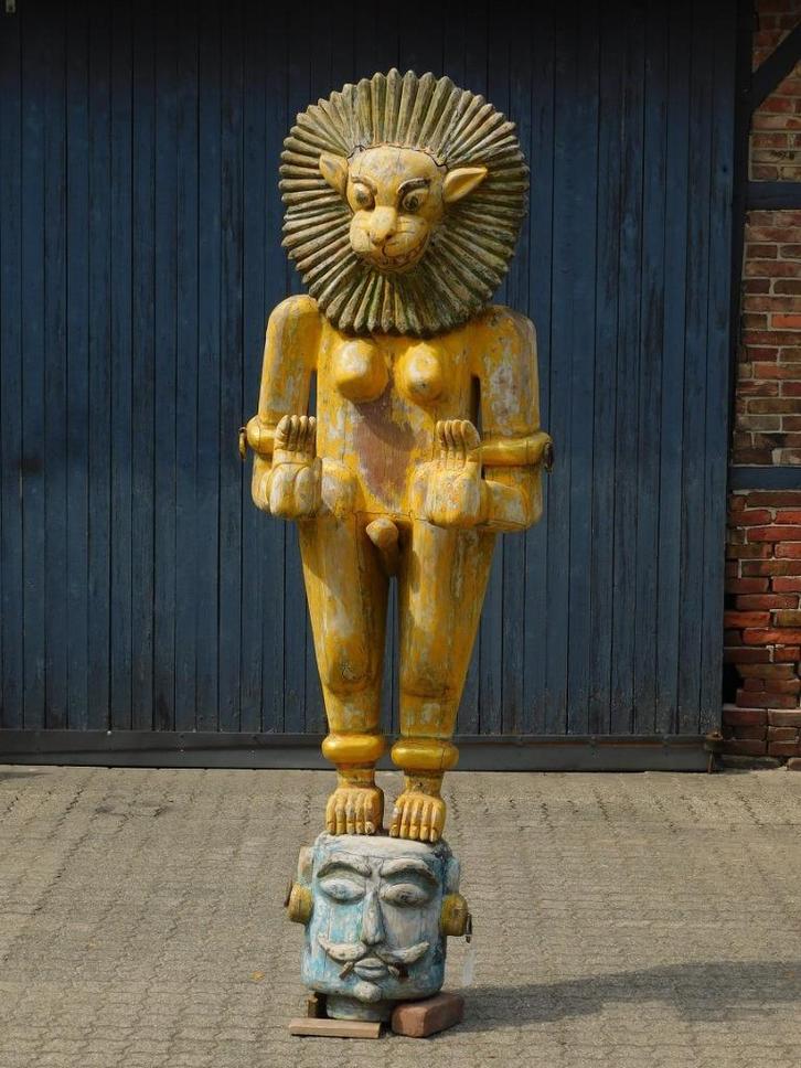 Historische Balinese tijger geel XXL - handgemaakt, Antiek en Kunst, Kunst | Beelden en Houtsnijwerken, Ophalen of Verzenden