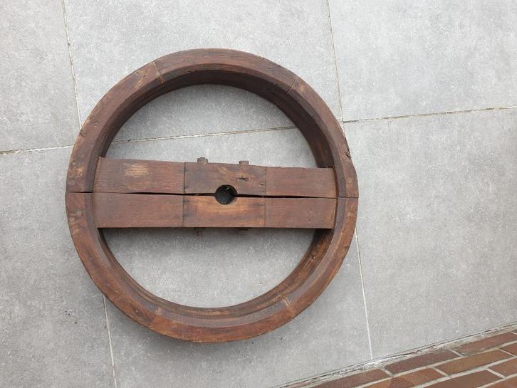 Industrieel houten wiel, KATROL, POULIE, decoratiestuk, Antiek en Kunst, Curiosa en Brocante, Ophalen
