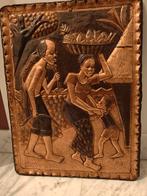 Handgeslagen koperen reliëf plaquette - Africa - Congo, Antiek en Kunst, Antiek | Brons en Koper, Ophalen