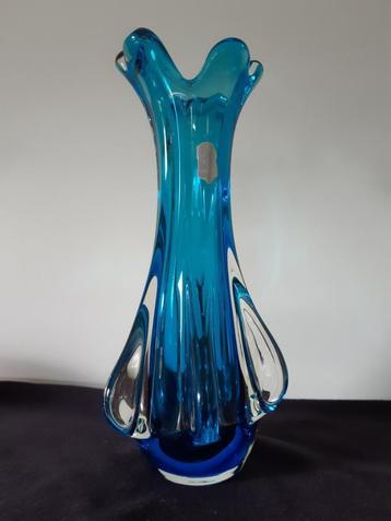 Vase vintage Murano Chambord bleu de Fratelli Toso