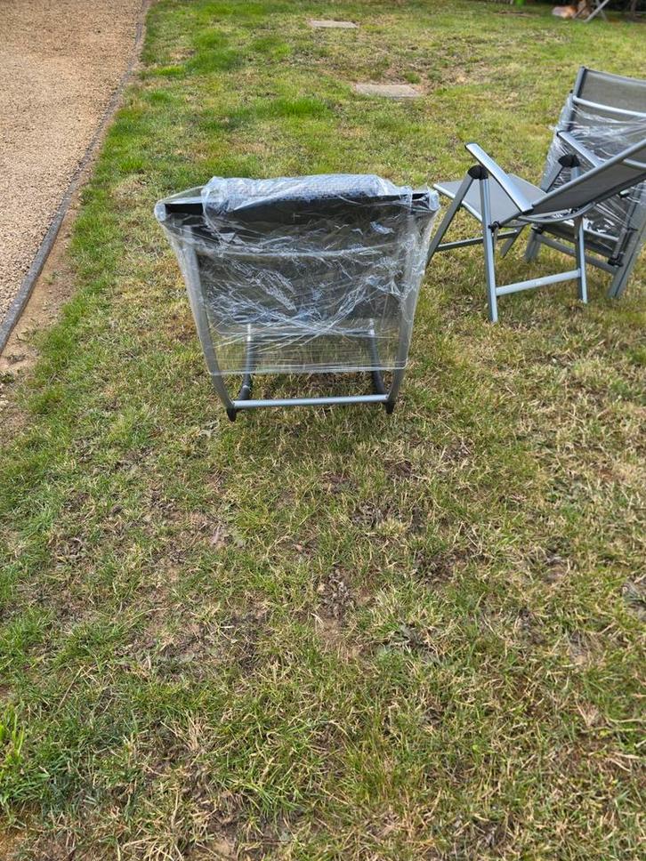 Schommel ligbed & 2 plooizetels, Tuin en Terras, Ligbedden, Zo goed als nieuw, Ophalen