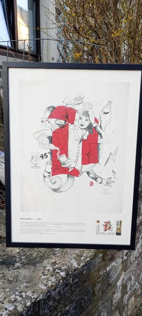 Bierposter voor brouwerijen Duvel Mamuel Murillo genummerd, Verzamelen, Biermerken, Zo goed als nieuw, Reclamebord, Plaat of Schild