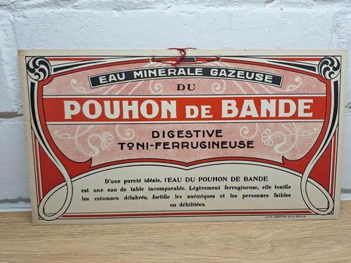 Litho reclame bord Eau Minerales Pouhon De Bande, Verzamelen, Merken en Reclamevoorwerpen, Gebruikt, Reclamebord, Ophalen of Verzenden