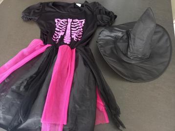 Costume de sorcière squelette d'Halloween 122-134