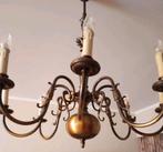 Vintage bronzen kroonluster, 6 armen, perfecte staat, Huis en Inrichting, Ophalen
