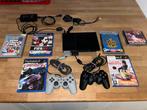 Ps2 met controllers, spelletjes en bijhorende kabels, Games en Spelcomputers, Spelcomputers | Sony PlayStation 2, Ophalen, Zwart