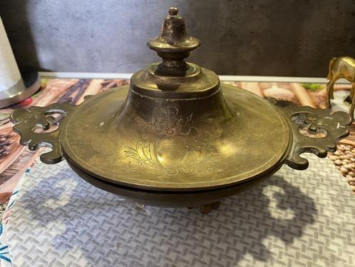 Antieke verguld bronze schaal met wapengravering, Antiek en Kunst, Antiek | Schalen, Ophalen of Verzenden