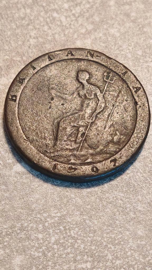 Rare United Kingdom Penny George III 1797 copper, Postzegels en Munten, Munten | Europa | Niet-Euromunten, Losse munt, Ophalen of Verzenden