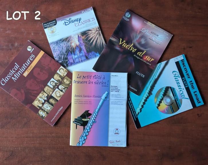 Lot 2. Partitions flûte traversière + CD (qq accomp. piano), Musique & Instruments, Partitions, Comme neuf, Autres genres, Autres genres