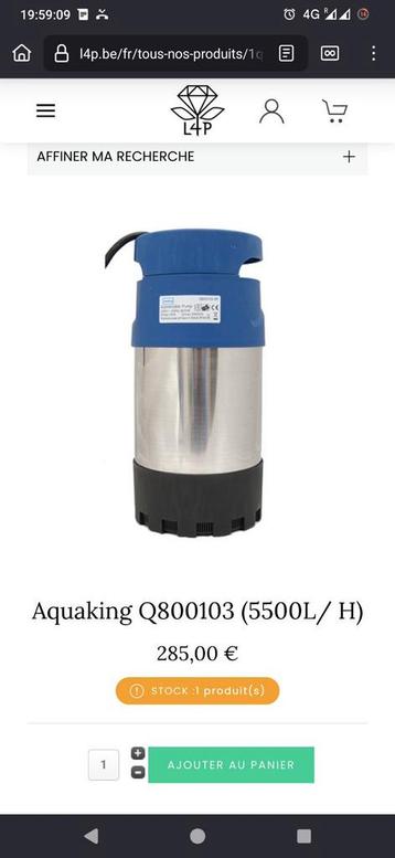 Aquaking Q800103 (5500L/H)
3bar hogedrukwaterpomp beschikbaar voor biedingen