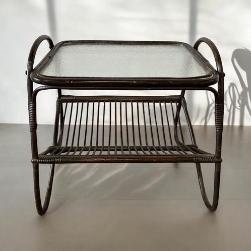Vintage rotan bijzettafel / sidetable / plantentafel, Antiek en Kunst, Antiek | Meubels | Tafels, Ophalen of Verzenden