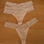 Set van 4 huidskleurige kanten satijnen strings Maat M, Ophalen of Verzenden