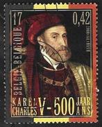1  Postzegel België 2000 Keizer Karel V, Postzegels en Munten, Ophalen of Verzenden, Gestempeld, Gestempeld, Staatshoofden