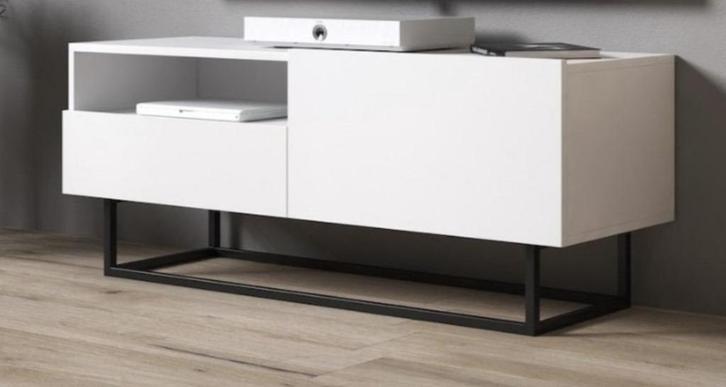 Wit industrieel tv meubel 120cm, Huis en Inrichting, Kasten |Televisiemeubels, Zo goed als nieuw, Minder dan 100 cm, 100 tot 150 cm