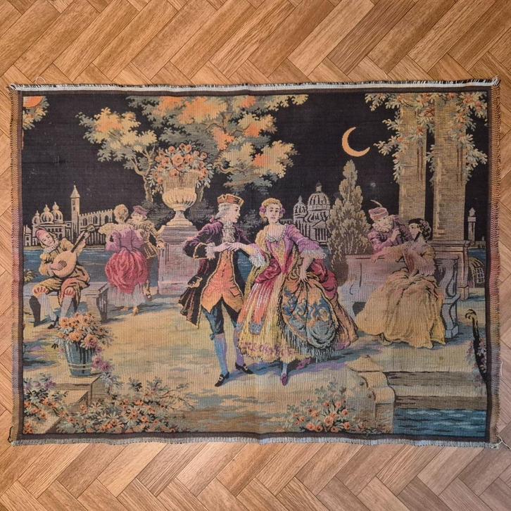 Gobelin antiek tafereel van Venetië 65 x 86 cm, Antiek en Kunst, Antiek | Tapijten, Tafelkleden en Textiel, Ophalen