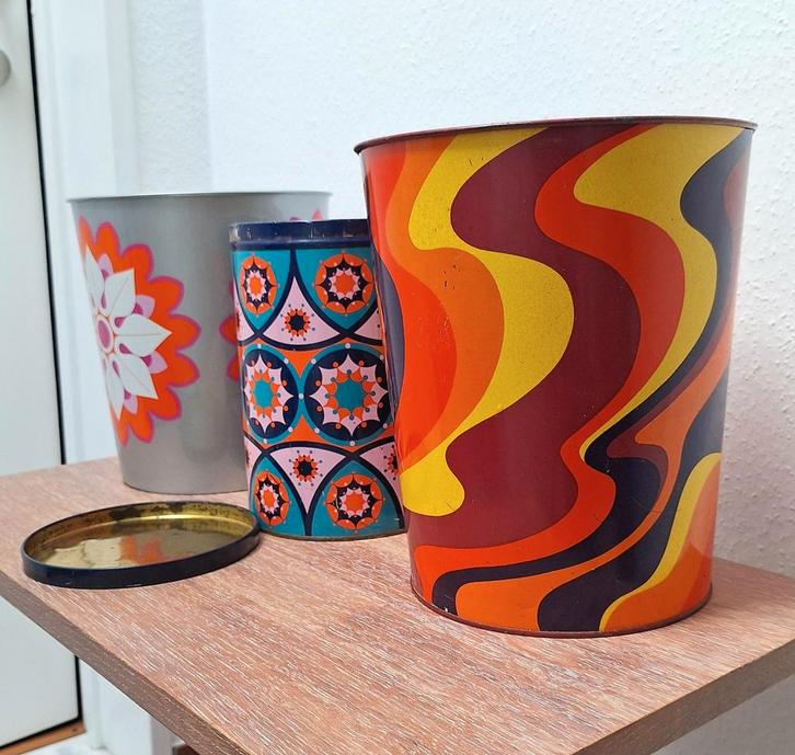 Set 3 vintage 70's tonnen Tomado/ Simel, Verzamelen, Retro, Huis en Inrichting, Ophalen of Verzenden