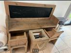 Kinderbureau met krijtbord, 2 stoelen en bak, Kinderen en Baby's, Ophalen, Zo goed als nieuw