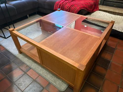 Table de salon en Teck, Huis en Inrichting, Tafels | Salontafels, Gebruikt, Minder dan 50 cm, 100 tot 150 cm, 100 tot 150 cm, Vierkant