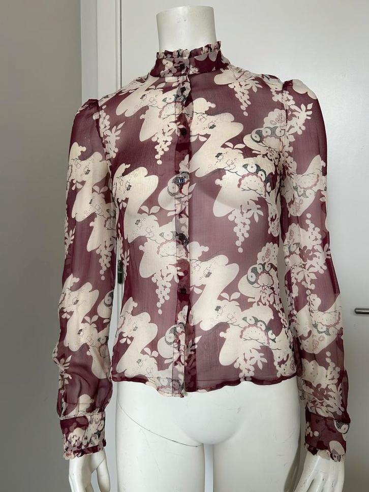 See By Chloé zijden blouse met FR36- of S-patronen, Kleding | Dames, Blouses en Tunieken, Zo goed als nieuw, Maat 36 (S), Ophalen of Verzenden