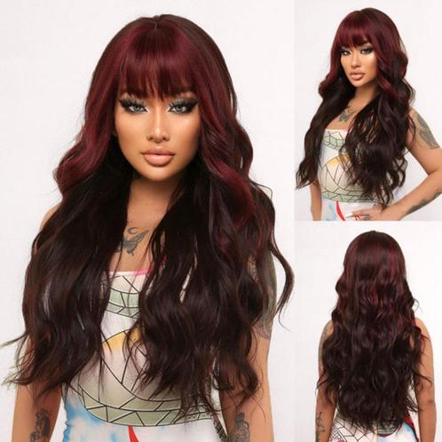 SALE Carnaval duo-color pruik lang haar met losse krullen, Handtassen en Accessoires, Uiterlijk | Haarverzorging, Nieuw, Pruik of Haarverlenging