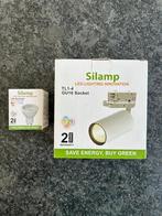 10 LED-spots op een witte driefasige rail, Ophalen, Gebruikt, Metaal of Aluminium, Led