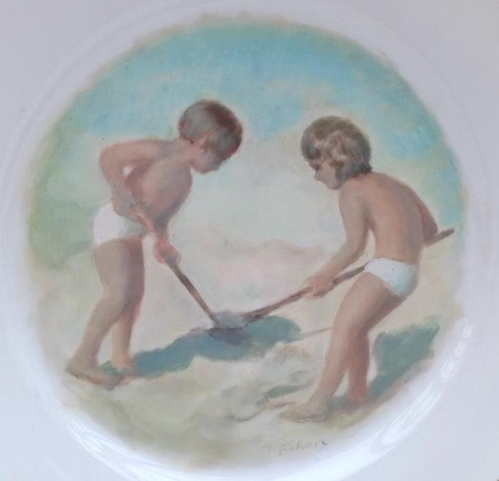 André Tahon (1907-1985) uniek schilderij op porselein, Antiek en Kunst, Kunst | Schilderijen | Klassiek, Ophalen of Verzenden