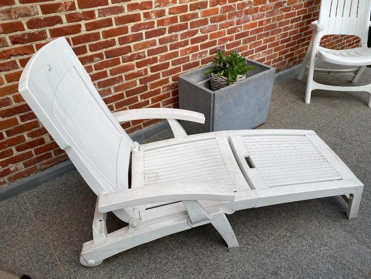 Terras ligzetel, Tuin en Terras, Ligbedden, Gebruikt, Kunststof, Inklapbaar, Verstelbaar, Verrijdbaar, Ophalen