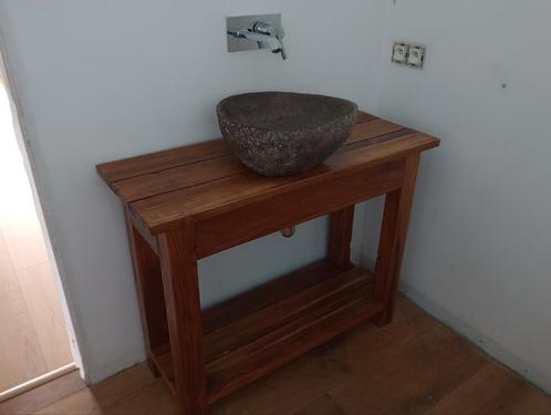 Houten lavabomeubel met waskom van natuursteen, Antiek en Kunst, Antiek | Meubels | Tafels, Ophalen