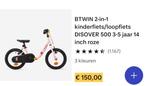 BTWIN 2-in-1 BTWIN loop-/kinderfiets 14 inch roze, Fietsen en Brommers, Ophalen, Gebruikt, B-Twin, 14 inch of minder