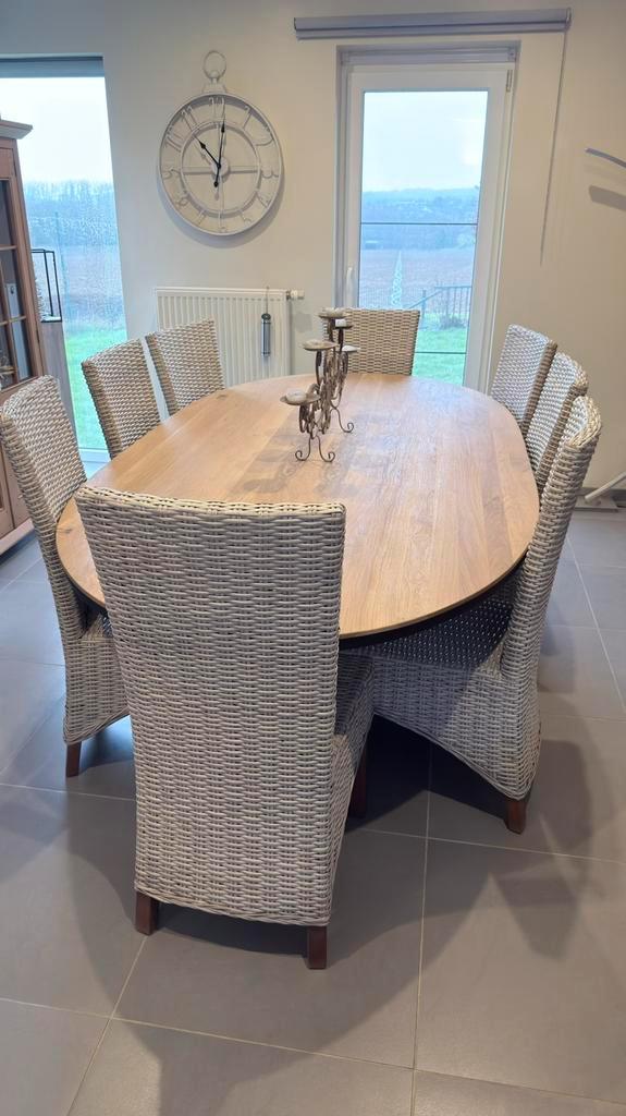 8 chaises de salle a manger, Huis en Inrichting, Stoelen, Zo goed als nieuw, Vijf, Zes of meer stoelen, Hout, Riet of Rotan, Grijs