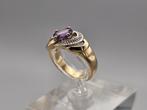 Gouden Vintage ring edelsteen amethist en diamant. 2025/137, Handtassen en Accessoires, Ringen, Paars, Ophalen of Verzenden, Met edelsteen