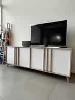 Kast wit met houtmotief, Huis en Inrichting, Kasten | Dressoirs, Ophalen, Overige materialen, 200 cm of meer, Gebruikt