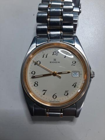Edox années 80 en parfait état inox et plaqué or., Enlèvement ou Envoi, Or, Avec bracelet