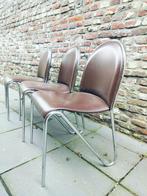 metaal retro stoel 3x, Maison & Meubles, Chaises, Brun, Enlèvement, Utilisé, Métal