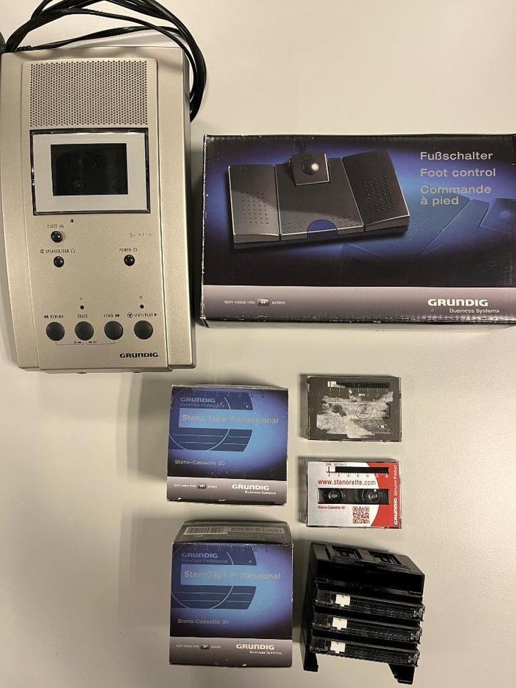 Grundig stenorette dictafoon transcriber met steno cassettes, Audio, Tv en Foto, Bandrecorder, Ophalen of Verzenden