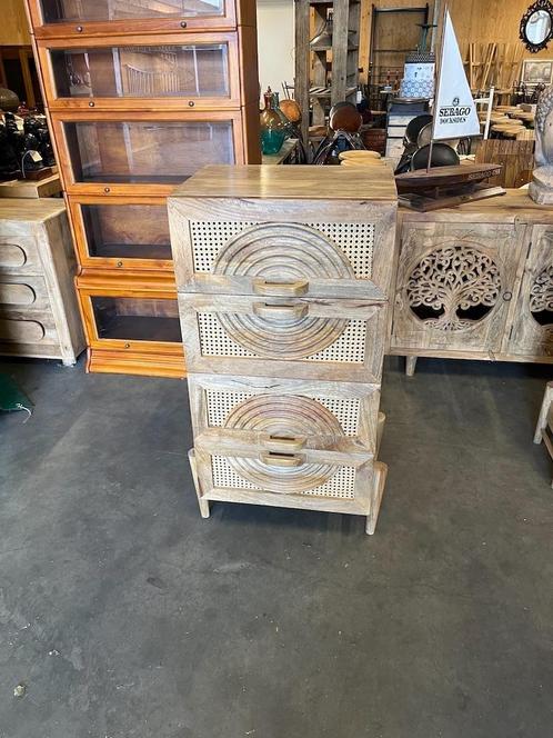 Unieke Ladenkast Ibiza/Boho Hout met Webbing Nieuw, Huis en Inrichting, Kasten | Ladekasten, Nieuw, 100 tot 150 cm, 50 tot 100 cm