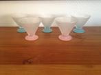 Blauwe en roze ijscoupes in glas 5 stuks, Huis en Inrichting, Ophalen of Verzenden, Zo goed als nieuw, Glas
