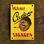 Bouclier émaillé CADENA cigares panneau publicitaire plaque, Utilisé, Envoi, Panneau publicitaire