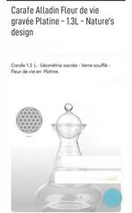 Carafe Alladin Fleur de vie gravée Platine, Ophalen, Zo goed als nieuw, Glas