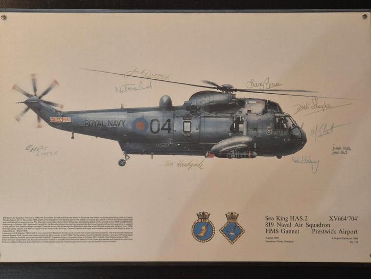 Squadron Prints Glasgow - Sea King (JMC 842), Verzamelen, Luchtvaart en Vliegtuigspotten, Zo goed als nieuw, Kaart, Foto of Prent