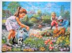 Vintage puzzel Tiny in de tuin, Verzenden, Minder dan 500 stukjes, Legpuzzel