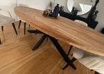 Table de salle a manger design Bois massif & pieds metal, Maison & Meubles, Enlèvement, Comme neuf, Ovale, Métal