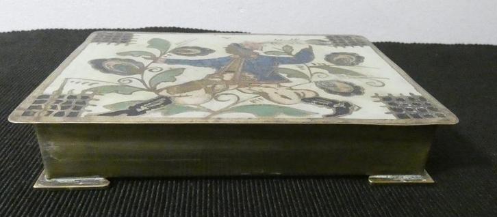 messing - koper doosje met emaille [612], Antiek en Kunst, Antiek | Woonaccessoires, Ophalen of Verzenden