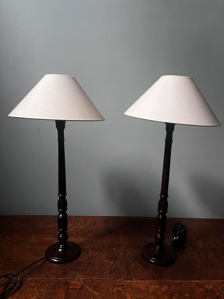 Twee tafellampen, Huis en Inrichting, Lampen | Tafellampen, Hout, Ophalen of Verzenden