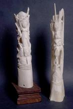 Art asiatique - 2 divinités Rama & Sita - Os sculpté - Bali, Enlèvement ou Envoi