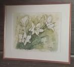 Aquarelle fleur signe jirikoff, Ophalen of Verzenden