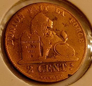 2 leeuwen cent 1864/1 overdate of gebroken stempel 