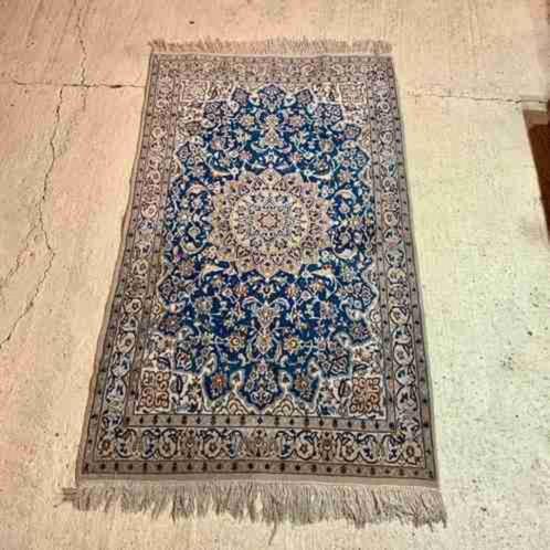 Vintage handgeknoopt Perzisch tapijt blauw 200/118, Antiek en Kunst, Antiek | Tapijten, Tafelkleden en Textiel, Ophalen of Verzenden